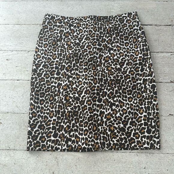 J.Crew Linen Blend Cheetah Skirt Size 6 - Picture 1 of 6